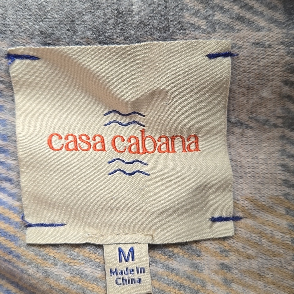 Casa Cabana Plaid Shacket – Blue Beige Grey Overshirt Medium Fall Transitional - Picture 5 of 6